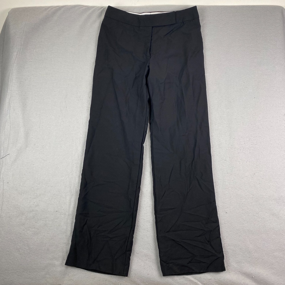 Escada Womens Trouser Pants 40 wide leg flat front Wool Mohair black